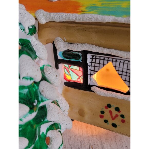 Dept 56 vintage yellow dickens house tree xmas Home decor village accessory - Picture 5 of 9